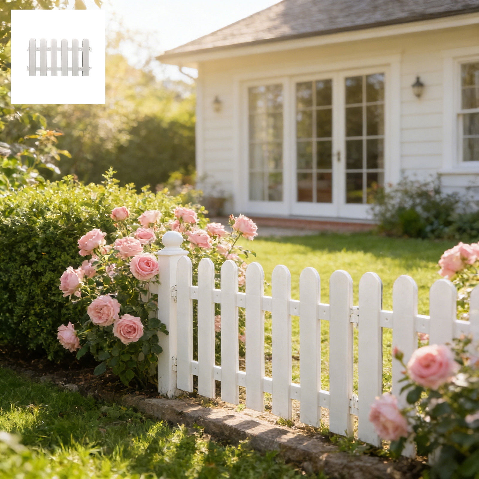 Plastic Yard Fence, Garden Border Edging with Ground Studs, White ...
