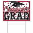 thumbnail image 1 of Beistle 53921-R 11.5 x 15.5 in. Plastic Congrats Grad Yard Sign, Red - Pack of 12, 1 of 1