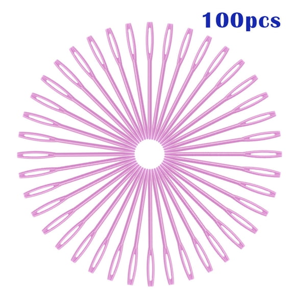 Plastic Yarn Needles, Purple 100 Pack Large Eye Sewing Needles Large Eye Blunt Knitting Needles for Crafts, Blunt Tip Safe for Wool and Roving, 7Cm