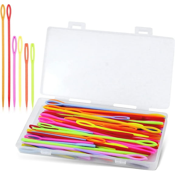 Plastic Yarn Sewing Knitting Needles, Plastic Large Big Eye Darning Weaving Tapestry Needles 3size(5.9"3.5"2.7"Each 30pcs) Total 90pcs