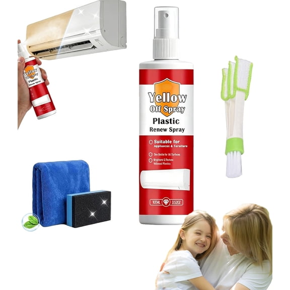 Plastic Yellow-Off Spray Cleaner, Multi Purpose Plastic Yellowing Remover Spray, turbo whitening plastic restorer, Revive Yellowed Plastics, Fast-Acting Restore Cleaner Appearance (1pcs)