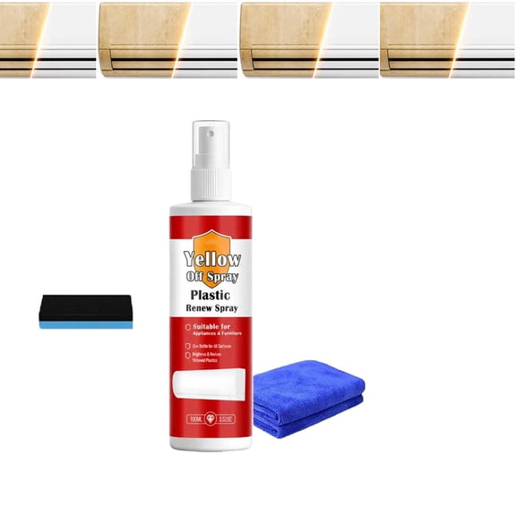 Plastic Yellowing Agent Spray, Plastic Renew Yellow-Off Spray Cleaner, Powerful PlasticYellowing Remover Spray 100ml, Fast-Acting Restore Cleaner Appearance, Old Appliances, Air Conditioner, Fans (1)