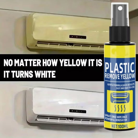 Plastic Yellowing Remover Spray 100ml – Powerful Restorer for Clear Plastic Car Interiors, Appliances & Electronics, for Shine Finish & UV Protection