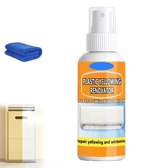 Plastic Yellowing Renovator Spray, 100ml Multi Purpose Plastic Yellowing Remover Spray, Plastics Yellow-Off Spray Cleaner, Air Conditioner Plastics Agent, Fast Acting (1PC, 100ML)