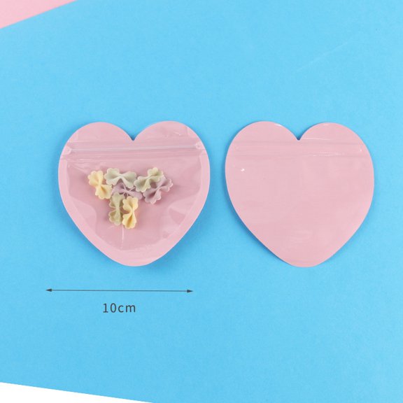 Plastic Zip Lock Bag Storage Bags Self Seal Bag Heart Pink 10x10cm