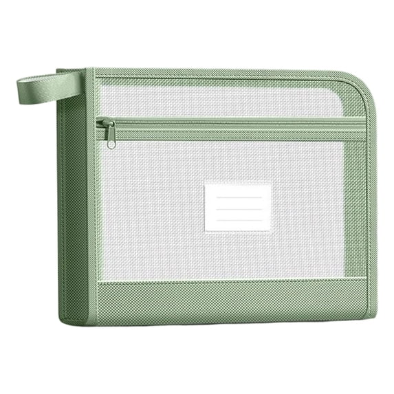 Plastic Zip Wallets Folder, Mesh Zipper Pouch Document Wallet with Zipper and Label Pocket, A4/Letter Size Zipper File Folders, Zip Lock Bags for Office Household Travel Supplies,1Pc(Green,11.5x8.2")