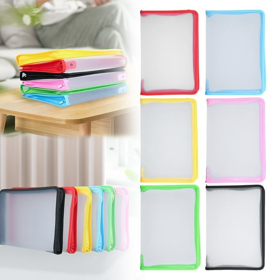 Plastic Zipper Document Bag, Portable File Holder with Zipper for Travel, Office Use