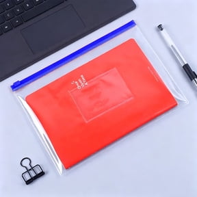 Plastic Zipper Document Bags with Label Pocket, Transparent Slide Zip File Bags for office Office, Waterproof Paper Organizer for Travel Home Storage, 20Pca5 Folder