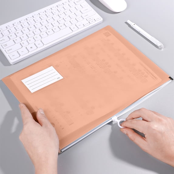 Plastic Zipper File Folder, Large Capacity Document Storage Envelopes with Business Card Slot, Water-Resistant A4 Size Organizer Bag for Office Filing Supply