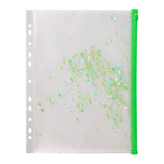 Plastic Zipper Pockets, Envelope Folders with Sequin Decor, Planner Filing Organizer for Documents, Receipts, Cards, Waterproof File Folder for School, Office, Travel
