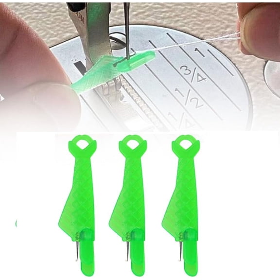 Plastic automatic fish-shaped thread threading tool, suitable for both hand and machine sewing, green, 3pc