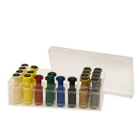 Plastic box and cover for Digi-Flex Multi finger buttons, holds 32 pieces, 8 rows of 4