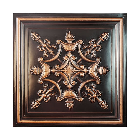 Plastic ceiling tiles Suspended Wall Panels for Cafe Club PL07 Traditional copper 10Pcs/pack