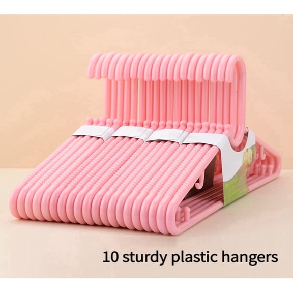 NOBRAND Adult Plastic Clothes Hangers, Pink, 10 Count