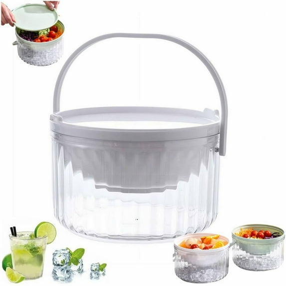 Plastic dining bowl Kitchen Organizers Chilled Serving Bowl Chilled Dip Bowl 30oz Ice Serving Bowl With Lid Cold Serving Dish Salad Bar Containers Serving Tray For Chilled Pasta Dressing Fruit