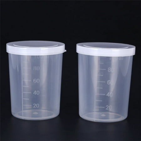 Plastic graduated laboratory bottle test measuring 100ml container cups with cap