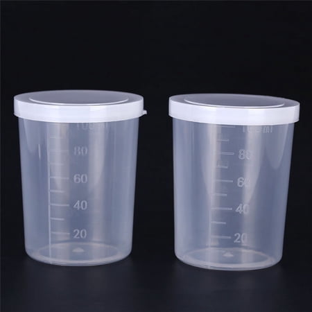 Plastic graduated laboratory bottle test measuring 100ml container cups with cap