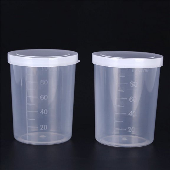Plastic graduated laboratory bottle test measuring 100ml container cups with cap