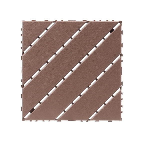 Plastic interlocking 44 packs of terrace x 12 inches waterproof for all-weather use backyard pool decking tiles Brown