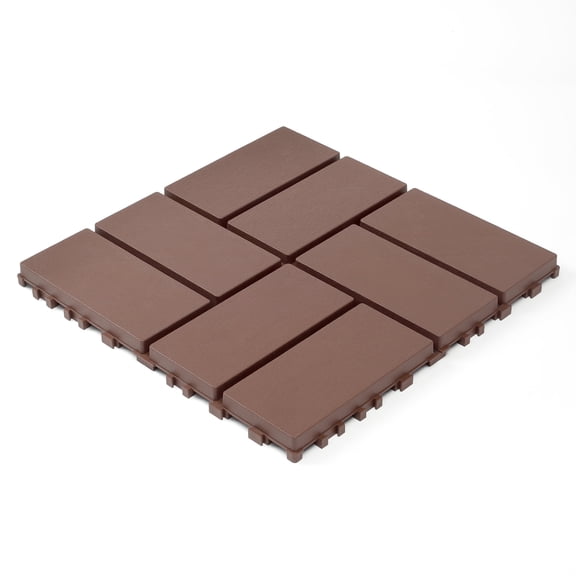 Plastic interlocking decking tiles, 44 packs of terrace decking tiles, 12 inches x 12 inches waterproof for all-weather use, backyard pool decking tiles, Brown