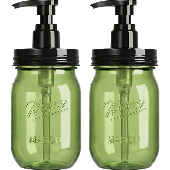 Plastic Mason Jar Soap Dispenser with Pump Lid - 16OZ | Refillable BPA-Free Hand Soap Dispenser Set with Cute Lables, Farmhouse Decor for Kitchen Bathroom Liquid Dish Soap Lotion
