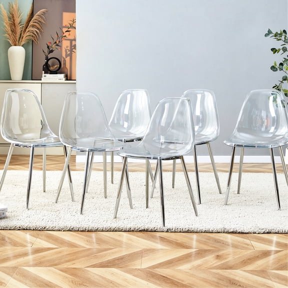 Plastic negotiation chair with silver legs / Transparent, comfortable, easy to install in minutes