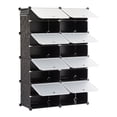 thumbnail image 1 of EDX 6-Tier Shoe Rack with Side Hooks, 24-Pair Capacity Sturdy Metal Frame Storage Organizer, White and Black Plastic Panel Shelf for Entryway, Bedroom, and Dressing Room(white and black), 1 of 8