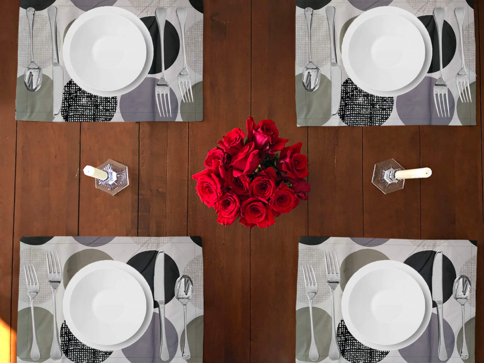 Plastic with Flannel Backing Dinner Table Placemats Holiday Home Decoration 13" x 19" (Pack of 4)