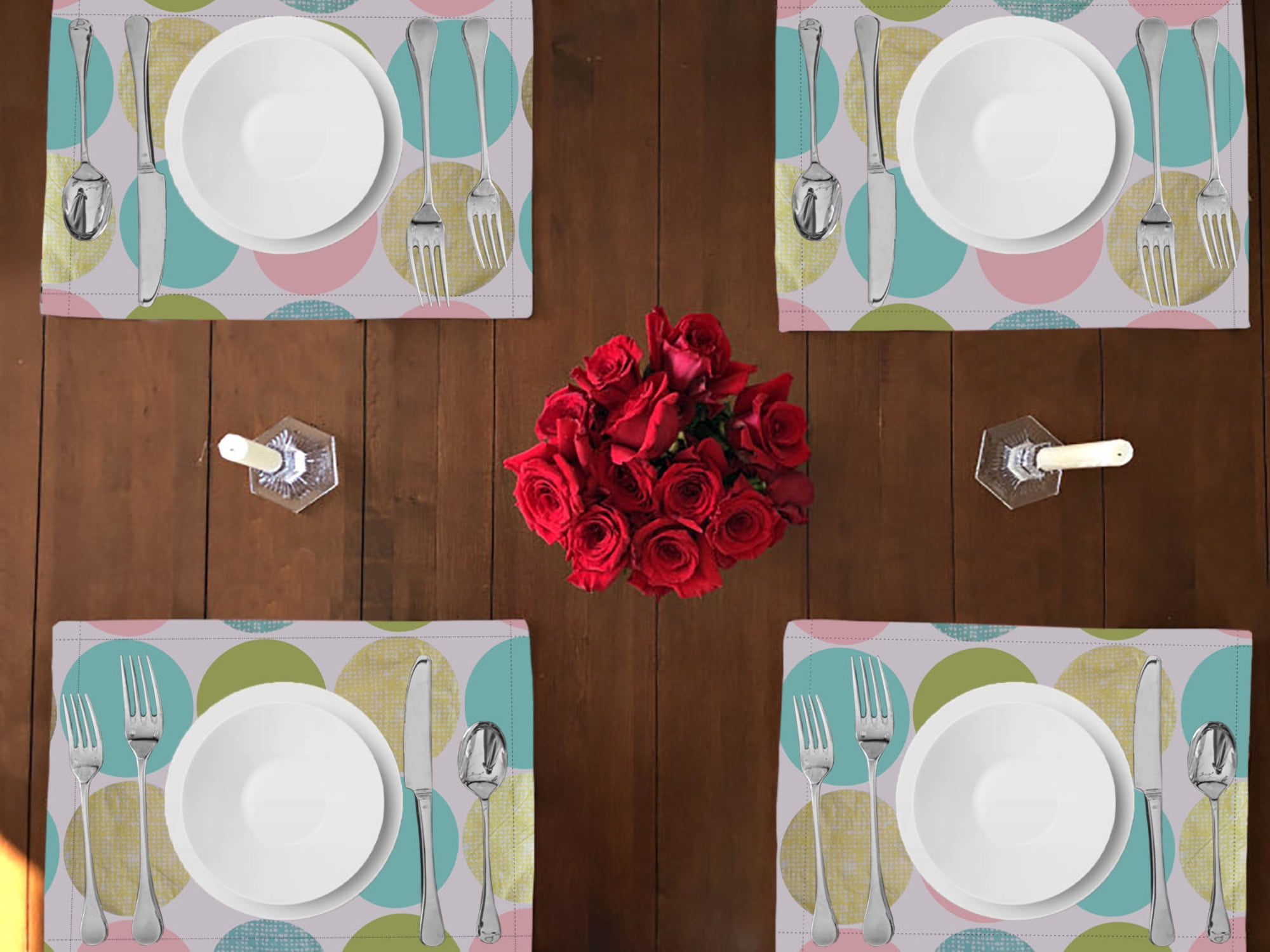 Plastic with Flannel Backing Dinner Table Placemats Holiday Home Decoration 13" x 19" (Pack of 4)