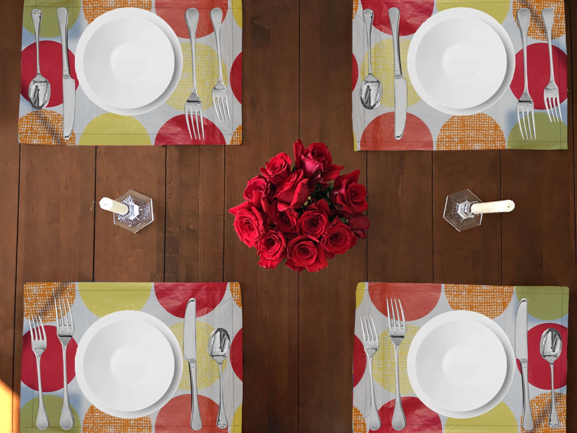 Plastic with Flannel Backing Dinner Table Placemats Holiday Home Decoration 13" x 19" (Pack of 4)