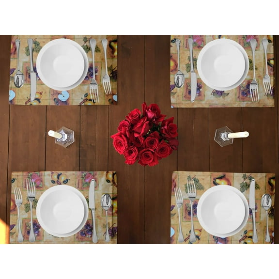 Plastic with Flannel Backing Dinner Table Placemats Holiday Home Decoration 13" x 19" (Pack of 4)