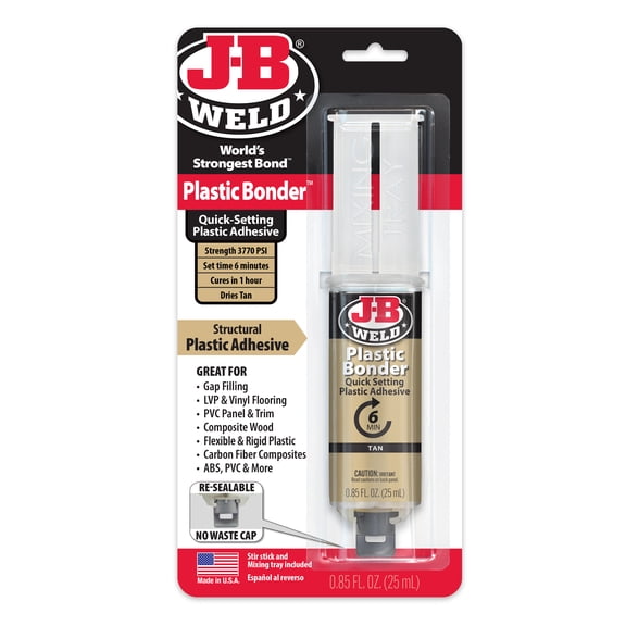 J-B Weld Plastic Bonder Tan Syringe Epoxy Adhesive 25 ml