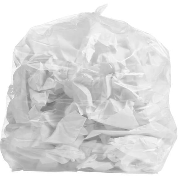 PlasticMill 40-45 Gallon, Clear, 1.2 Mil, 40x46, 100 Bags/Case, Garbage Bags / Trash Can Liners.