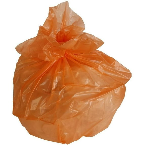 PlasticMill 50-60 Gallon, Orange, 1.5 Mil, 38x58, 100 Bags/Case, Garbage Bags / Trash Can Liners.