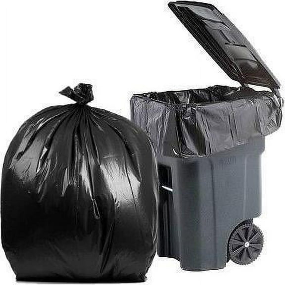 PlasticMill 64 Gallon, Black, 2 Mil, 50x60, 40 Bags/Case, Heavy Duty, Garbage Bags / Trash Can Liners.