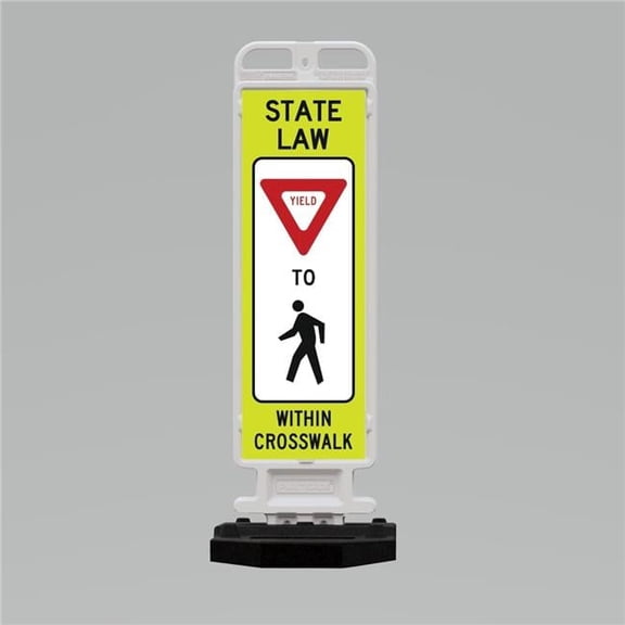 Plasticade by UVP UV4336-43-YLDPEDWALK Plasticade 12' x 36' Crosscade STATE LAW YIELD SIGN TO PEDESTRIAN SYMBOL WITHIN CROSSWALK