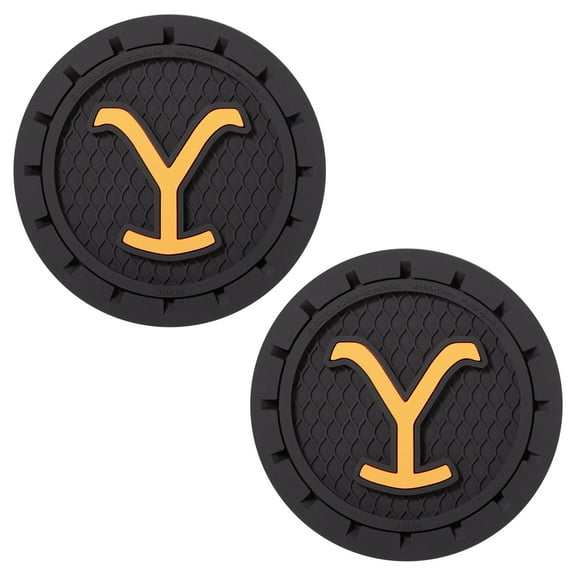 Plasticolor 001976R01 Yellowstone Logo Auto Coasters - 2 Pcs