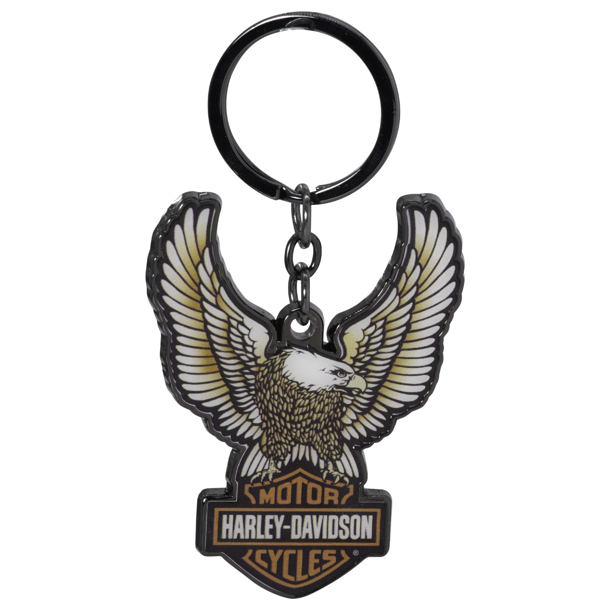 Harley-Davidson Domed Eagle Bar & Shield Logo Key Chain, Black, Harley Davidson