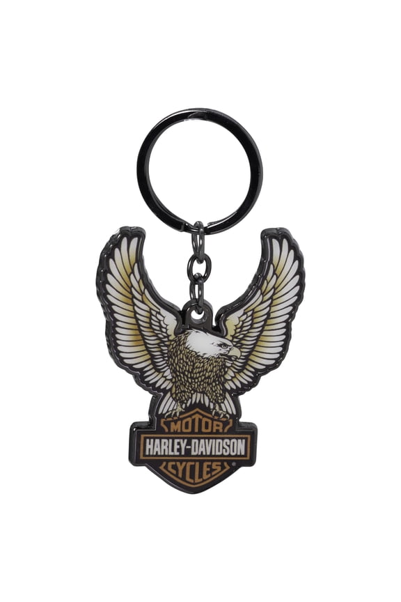 Harley-Davidson Domed Eagle Bar & Shield Logo Key Chain, Black, Harley Davidson