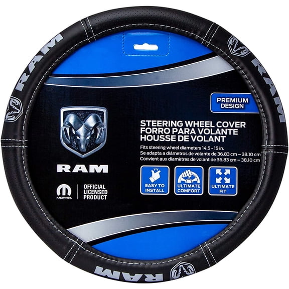 Plasticolor 006697R25 Ram Deluxe Elite Steering Wheel Cover - Gray Logo