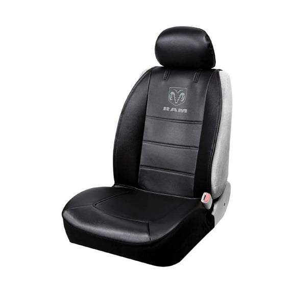 Plasticolor 008624R25 Dodge RAM Gray Embroidered Logo 3 Piece Side-less Seat Cover Premium Car Truck or SUV Seatcover with Cargo Pocket