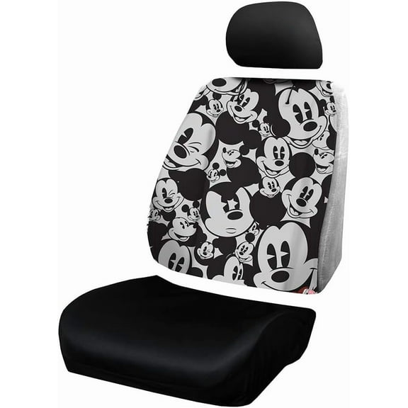 Plasticolor 008638R01 Disney Mickey Mouse Expressions Universal Fit Car Truck or SUV Sideless 3-Piece Seat Cover w/Head Rest