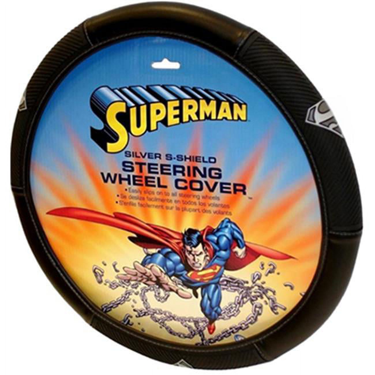 Warner Bros Licensed Superman Silver S-Shield Steering Wheel Cover