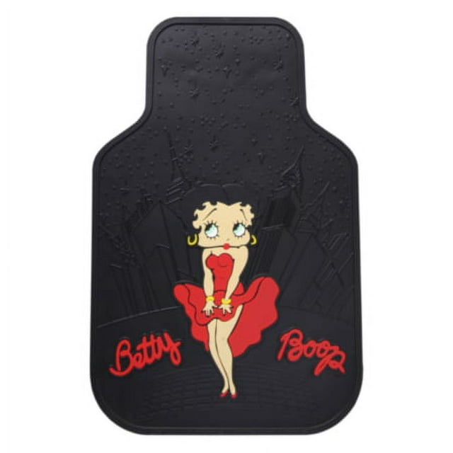 Plasticolor Betty Boop Universal Automotive Floor Mat Set, Vinyl, Black, 2 Piece