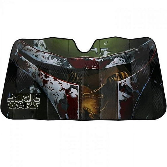 Plasticolor Boba Fett 58” x 27.5” Front Accordion Windshield Visor Universal Fit, 1 Pack