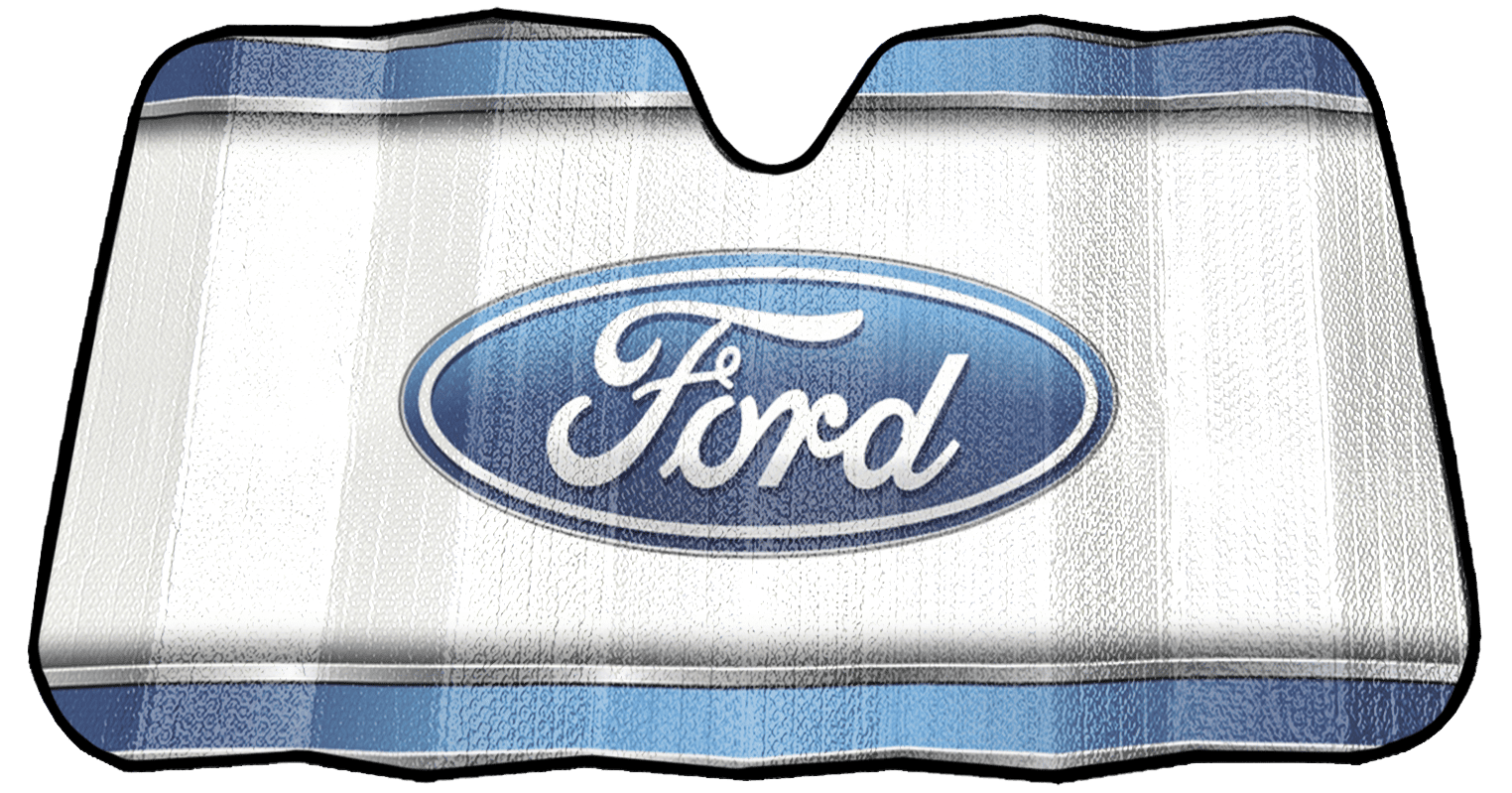 Plasticolor Ford 58” x 27.5” Universal Fit Accordion Automotive Sunshade, White, 1 Pk
