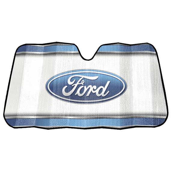 Plasticolor Ford 58” x 27.5” Universal Fit Accordion Automotive Sunshade, White, 1 Pk