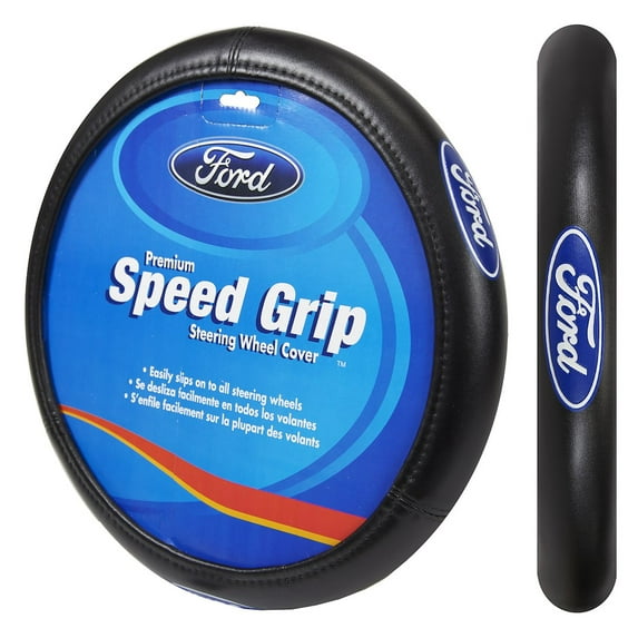 Plasticolor Ford Elite Series Universal Fit Automotive Steering Wheel Cover, Black, 1 Piece