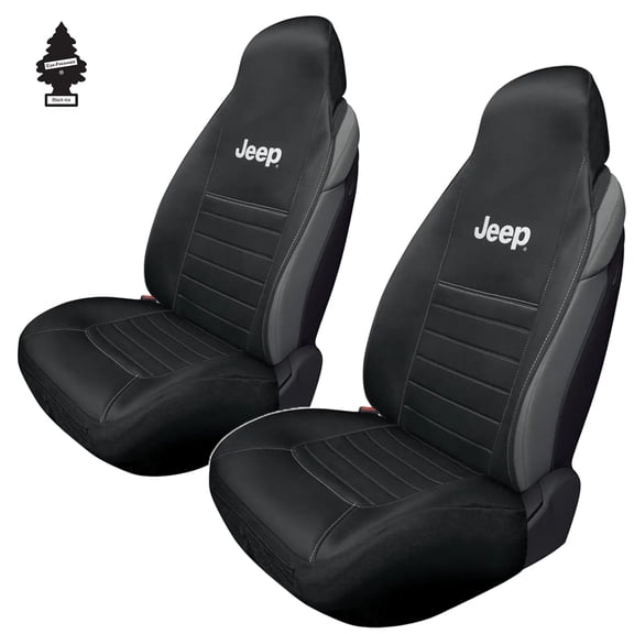 Plasticolor Jeep Logo Neoprene Seat Covers, 2-Pack - High-Back Sideless Fit for Wrangler & Gladiator