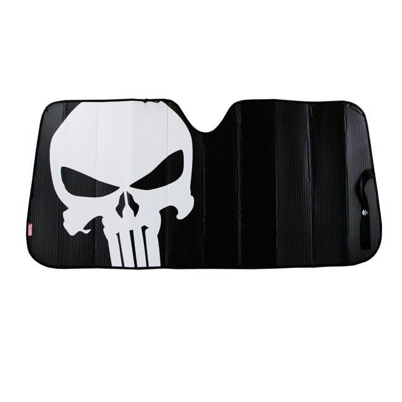 Plasticolor Punisher 58” x 27.5” Universal Fit Accordion Automotive Sunshade, Black, 1 Pk